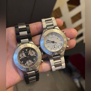 Cartier Silver and Black Chronograph Watches